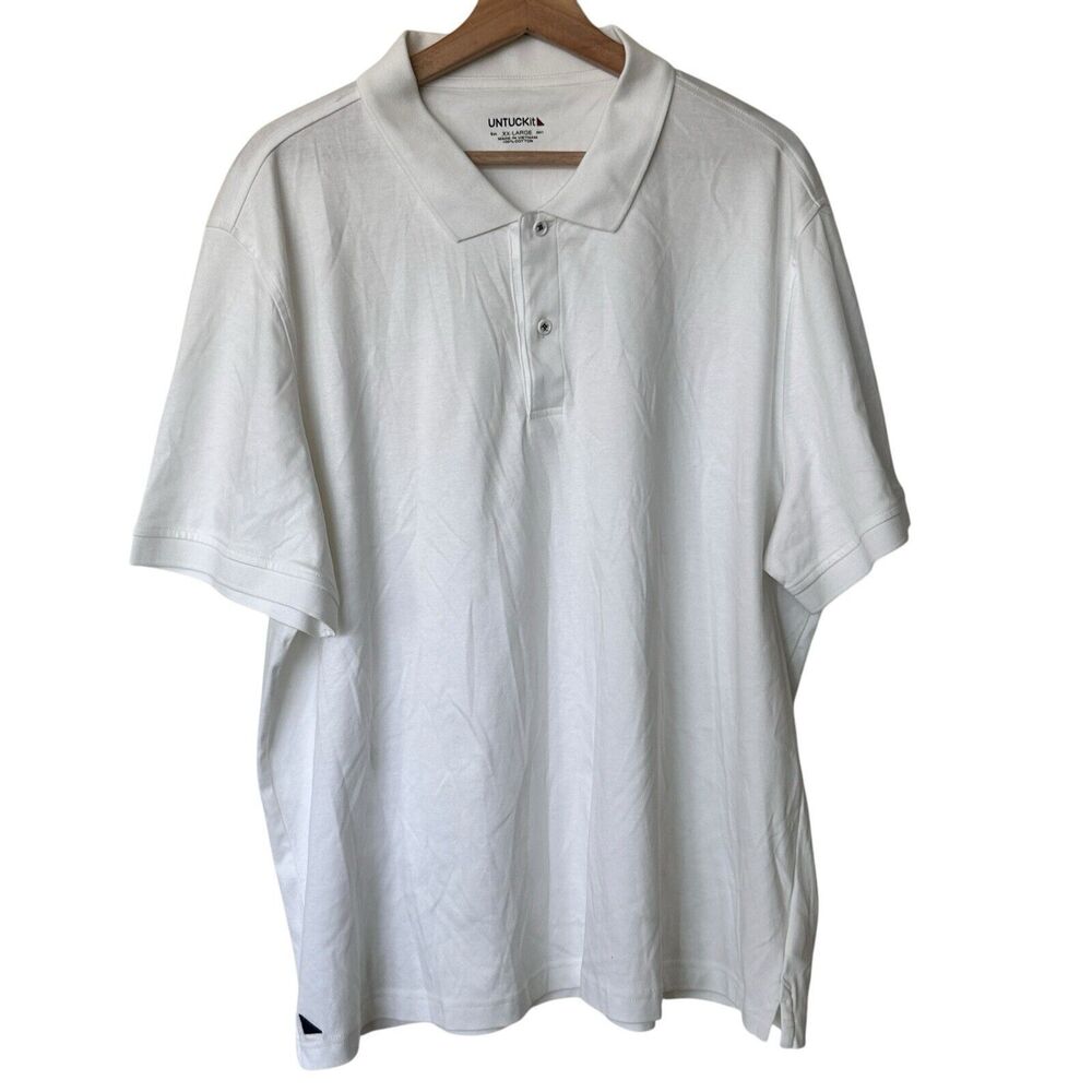Untuckit XXL Damaschino white Polo Shirt Soft Cotton Jersey Short Sleeve Men